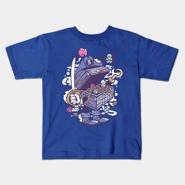 Captain hook and the hidden treasure Kids T-Shirt by Superfunky